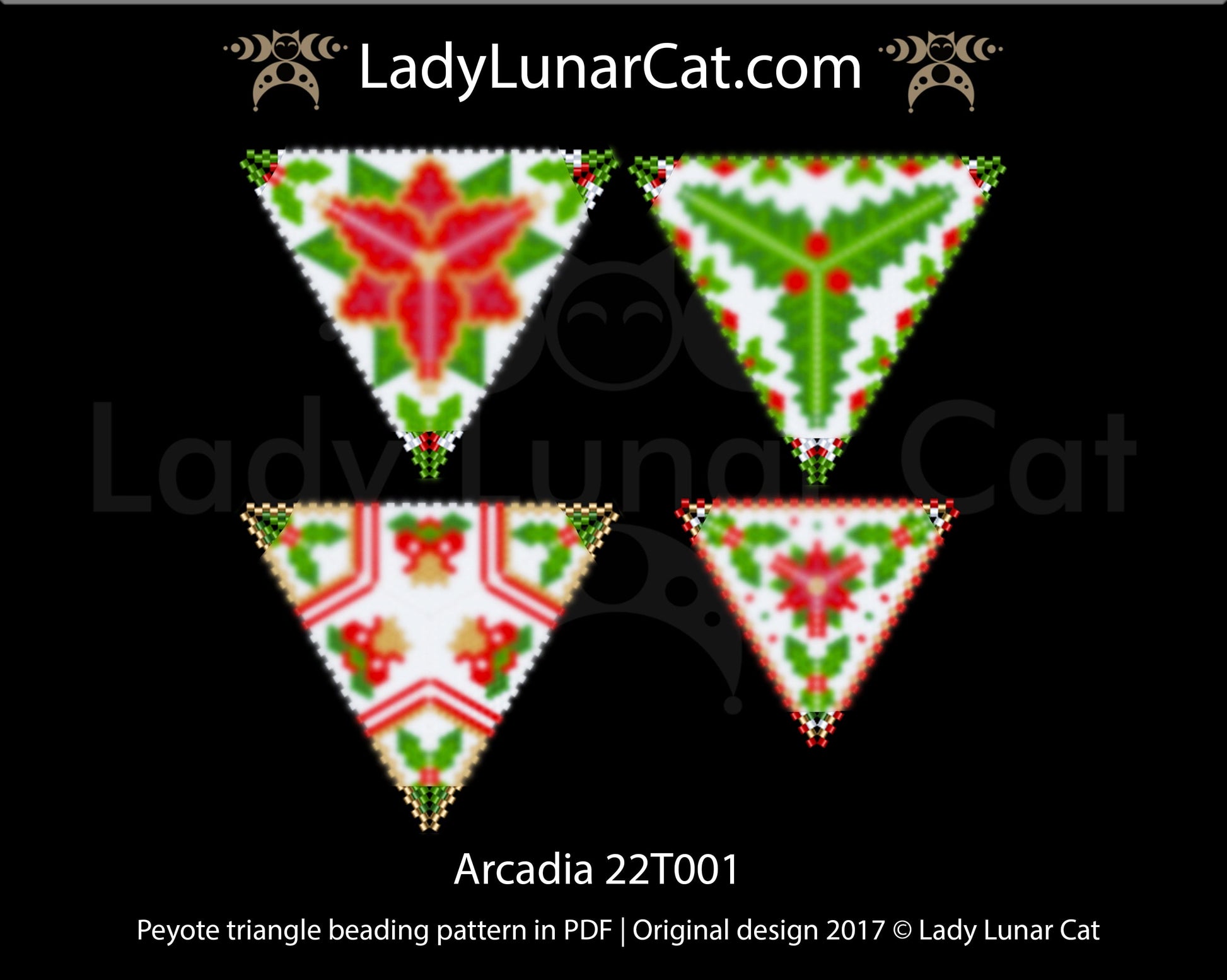 Peyote triangle pattern for beading Christmas 17PT012 LadyLunarCat