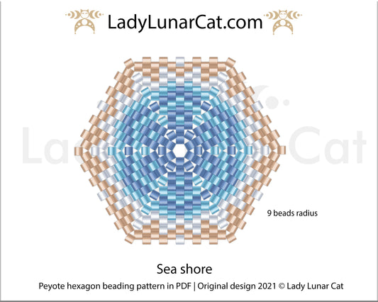 FREE Peyote hexagon pattern for beading Sea shore by Lady Lunar Cat LadyLunarCat