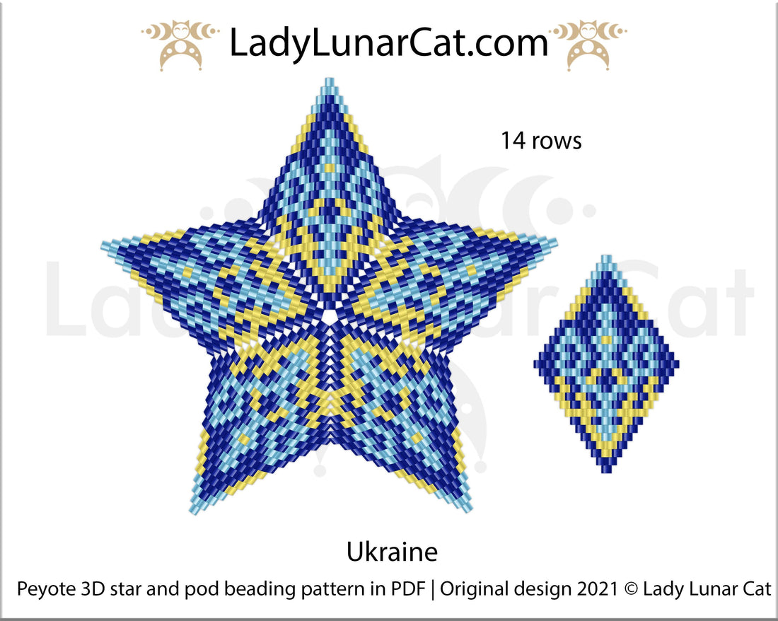 FREE Peyote star pattern for beading Ukraine by Lady Lunar Cat LadyLunarCat