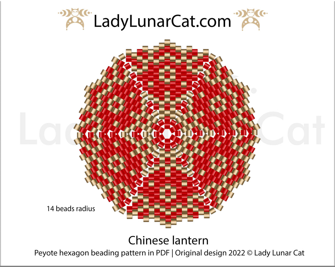FREE Peyote hexagon pattern for beading Chinese lantern by Lady Lunar Cat - LadyLunarCat