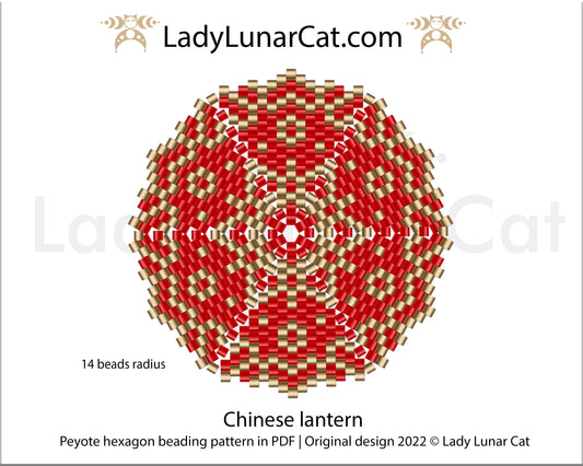 FREE Peyote hexagon pattern for beading Chinese lantern by Lady Lunar Cat LadyLunarCat