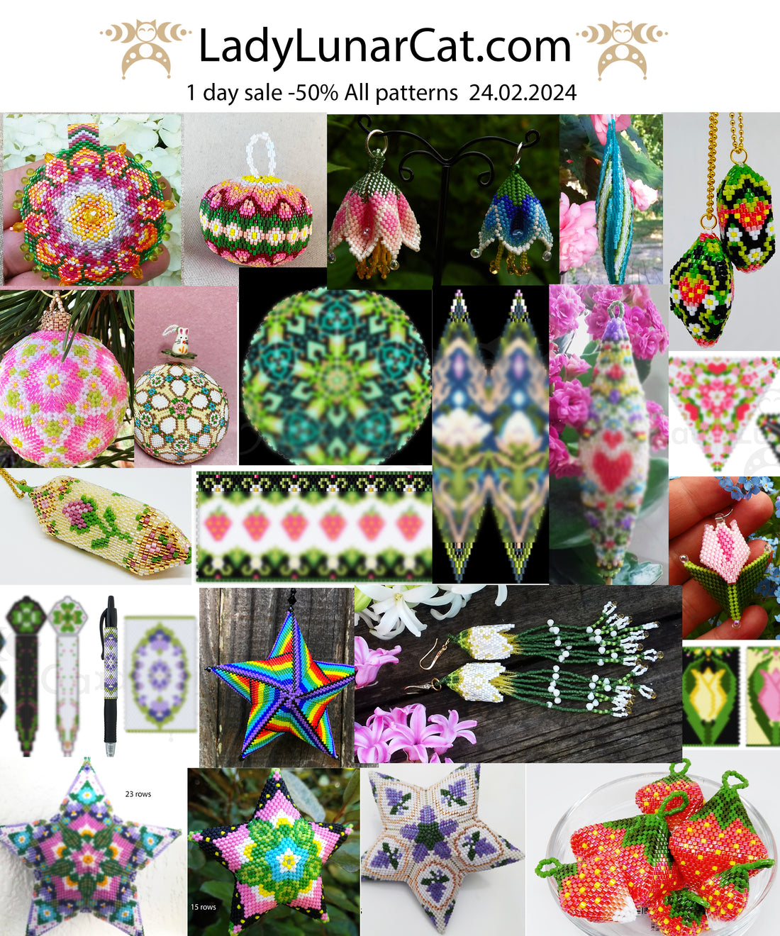 1 day sale -50% All patterns  24.02.2023 discount will be visible in the shopping cart