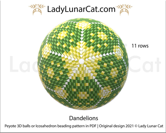 FREE Peyote 3d ball beading patterns Dandelions by Lady Lunar Cat LadyLunarCat