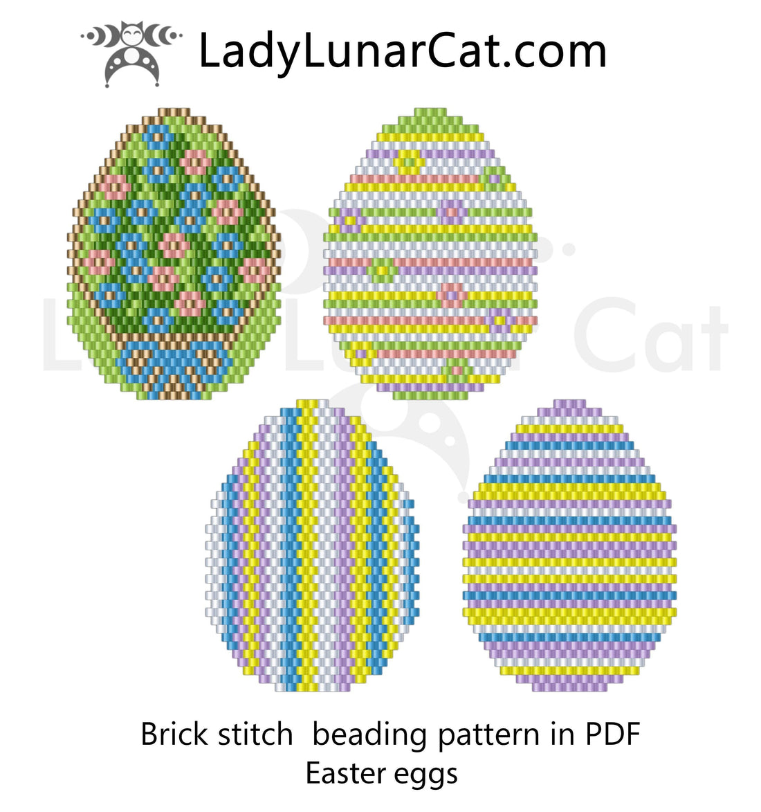 FREE Brick stitch beading pattern - Easter eggs. by Lady Lunar Cat LadyLunarCat