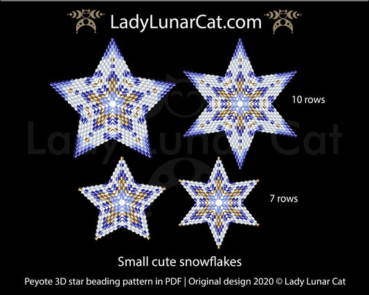 Free Peyote 3D Stars Small cute snowflakes LadyLunarCat