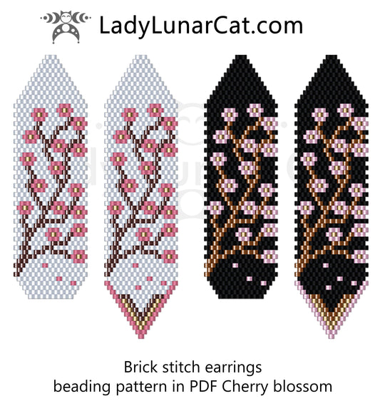 FREE Brick stitch beading pattern - Cherry blossom. by Lady Lunar Cat LadyLunarCat
