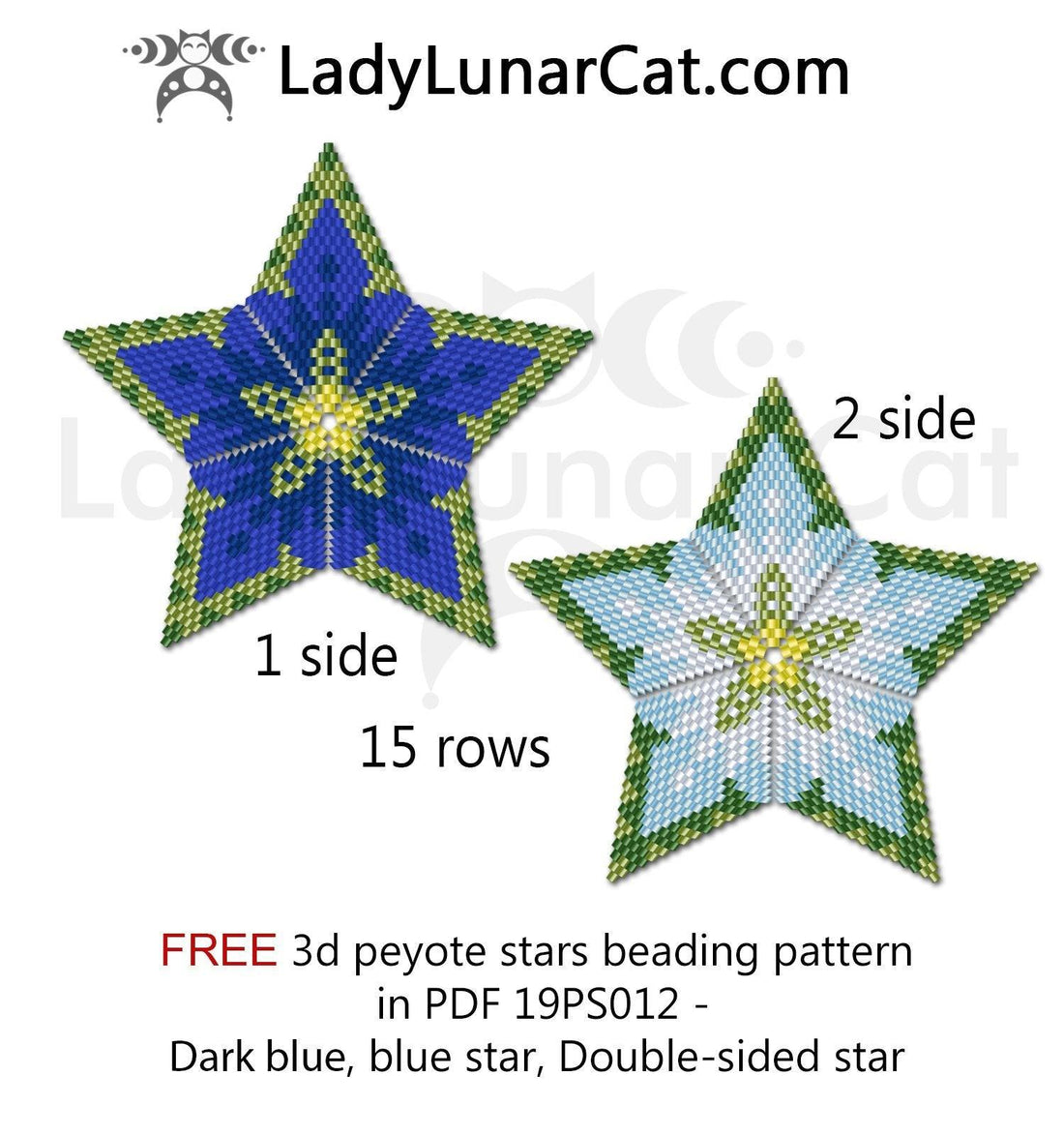 FREE Peyote 3d star beading patterns Gentian 19PS012 by Lady Lunar Cat LadyLunarCat