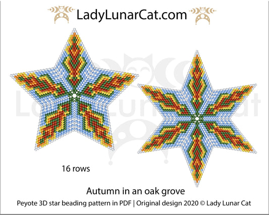 Free Peyote 3D Stars Autumn in an oak grove LadyLunarCat