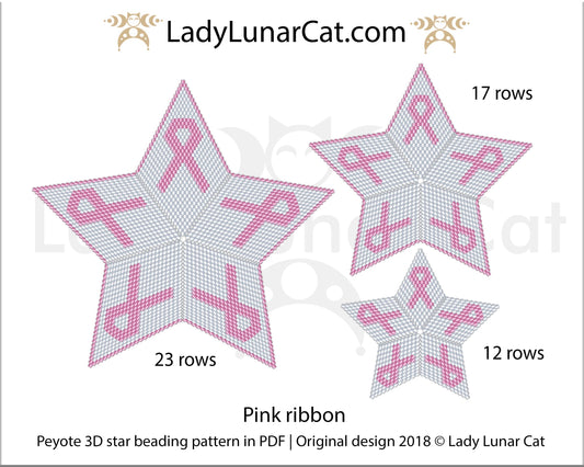 FREE Peyote 3d star +3d pod beading patterns Pink ribbon by Lady Lunar Cat LadyLunarCat