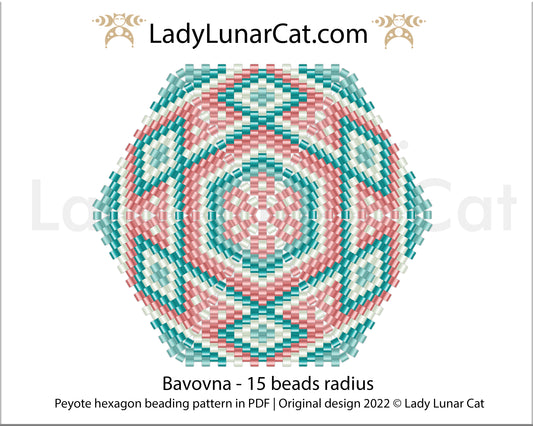 Free beading pattern for peyote hexagon  Bavovna LadyLunarCat