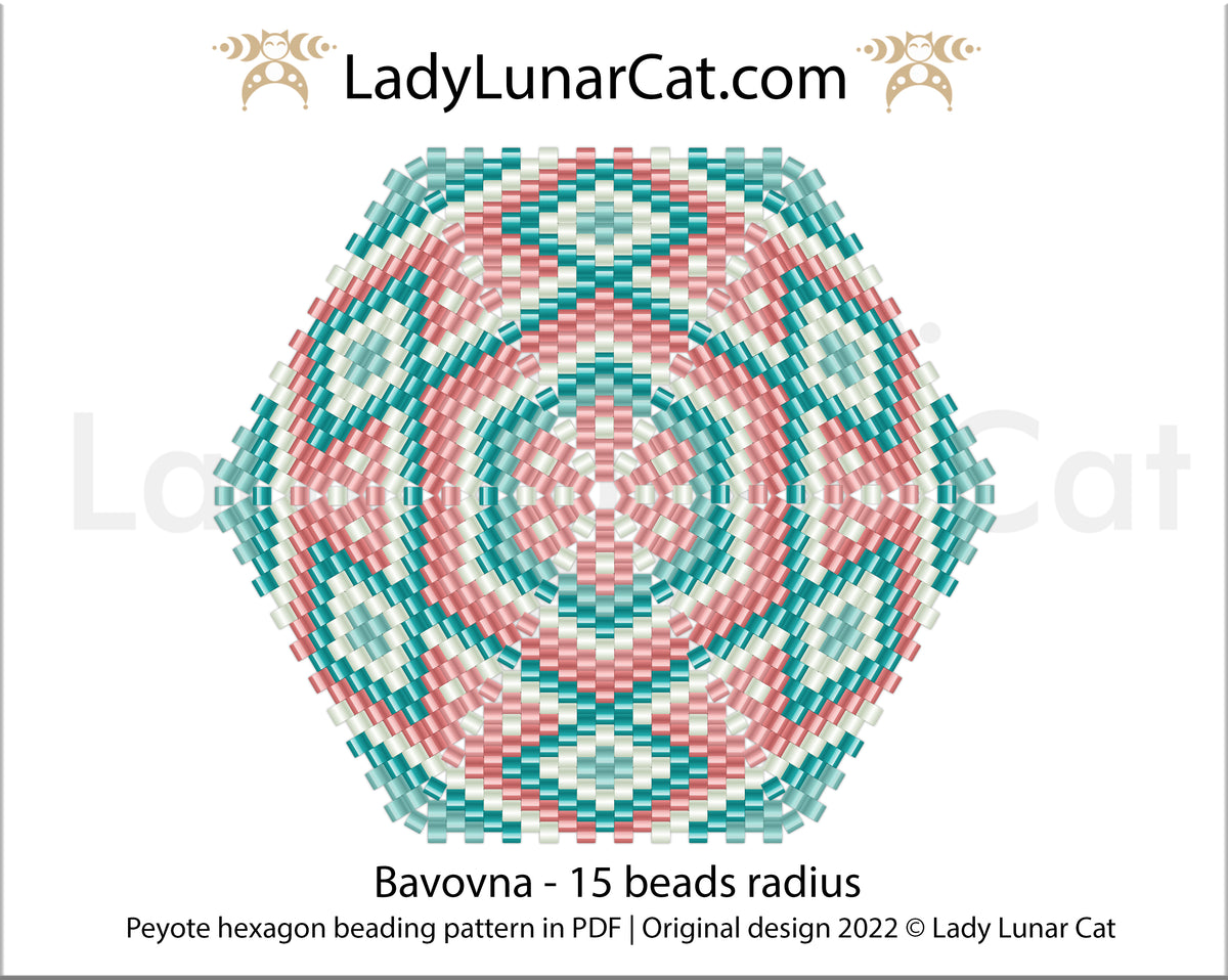 Free beading pattern for peyote hexagon  Bavovna LadyLunarCat
