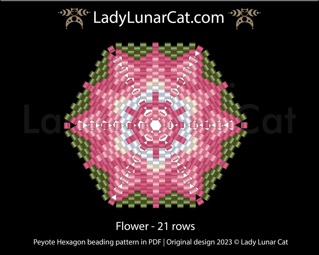 FREE Peyote hexagon pattern for beading Flower by Lady Lunar Cat LadyLunarCat