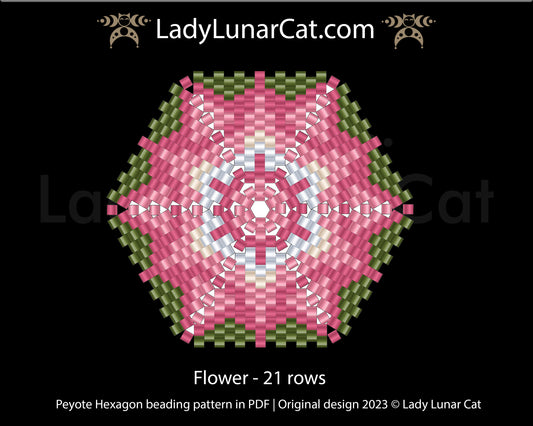 FREE Peyote hexagon pattern for beading Flower by Lady Lunar Cat LadyLunarCat