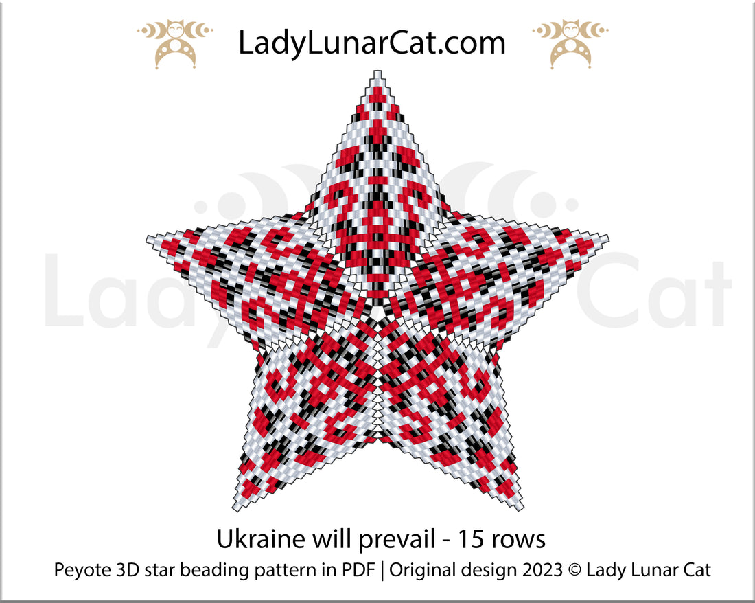 FREE Peyote star pattern for beading Ukraine will prevail by Lady Lunar Cat LadyLunarCat