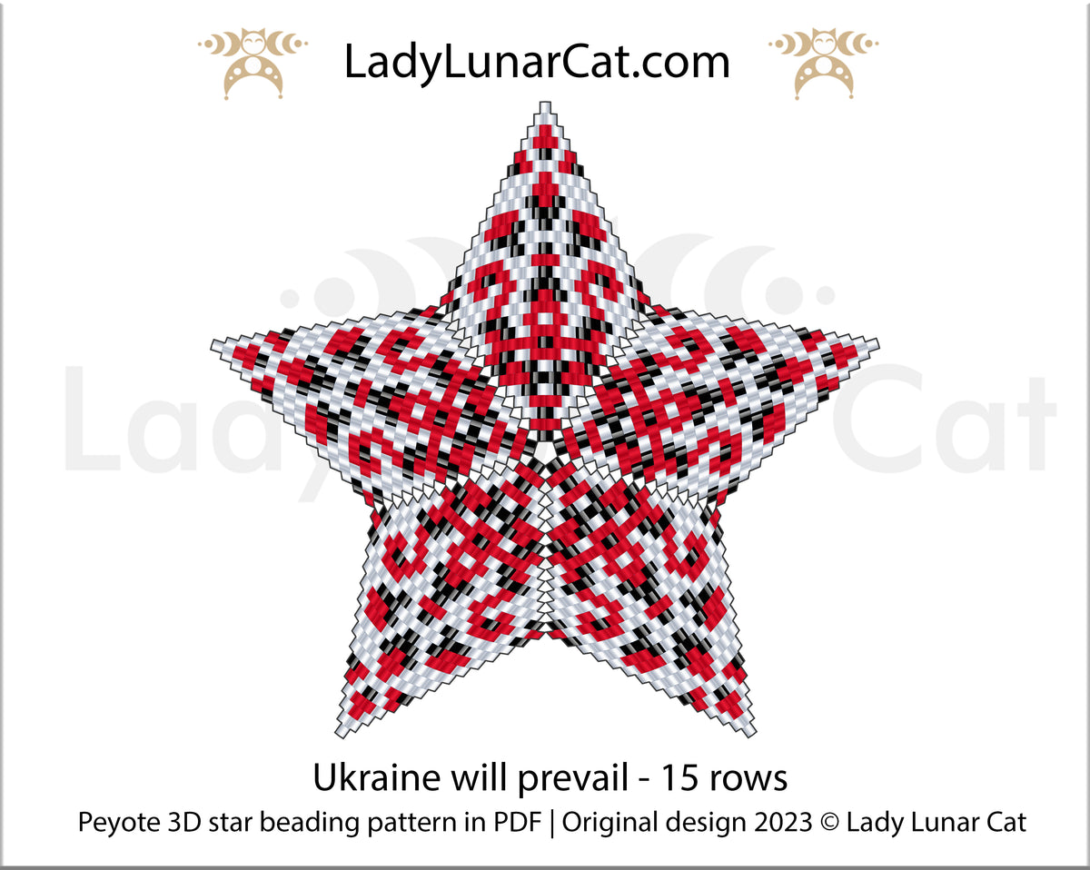 FREE Peyote star pattern for beading Ukraine will prevail by Lady Lunar Cat LadyLunarCat