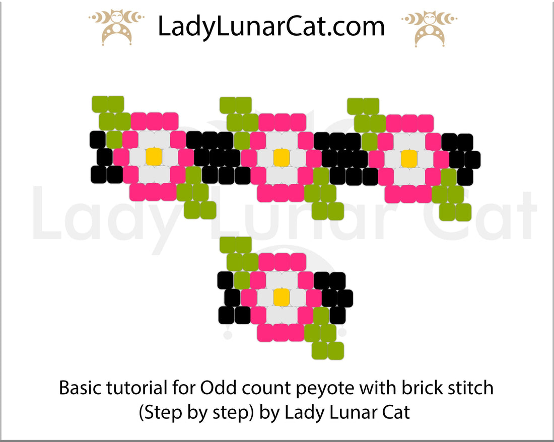 Basic tutorial for beading - Odd count peyote with brick stitch - LadyLunarCat