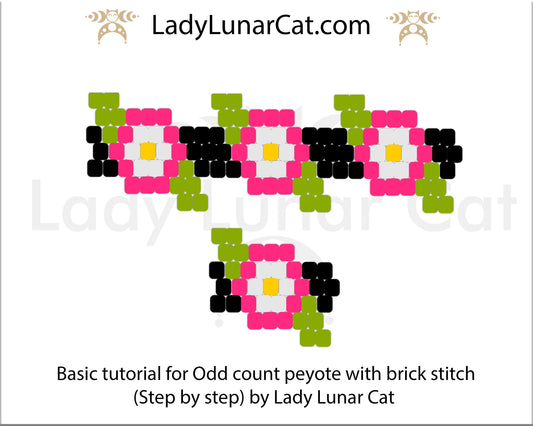 Basic tutorial for beading - Odd count peyote with brick stitch LadyLunarCat