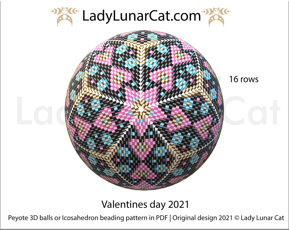FREE Peyote 3d ball beading patterns Valentines day 2021 by Lady Lunar Cat - LadyLunarCat
