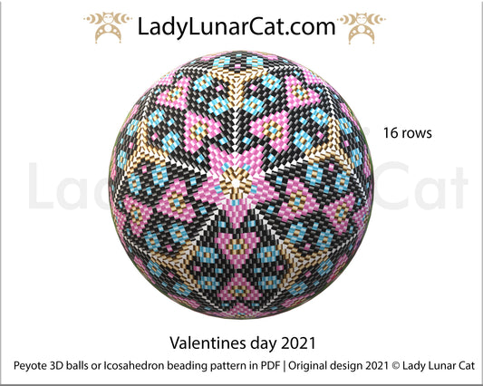 FREE Peyote 3d ball beading patterns Valentines day 2021 by Lady Lunar Cat LadyLunarCat