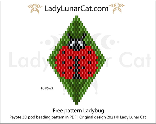 FREE Peyote pod pattern for beading Ladybug by Lady Lunar Cat LadyLunarCat