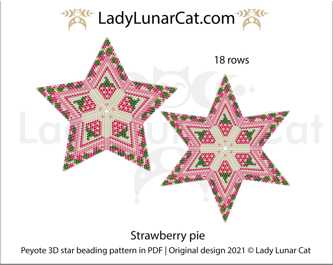 FREE Peyote star pattern for beading Strawberry pie by Lady Lunar Cat LadyLunarCat