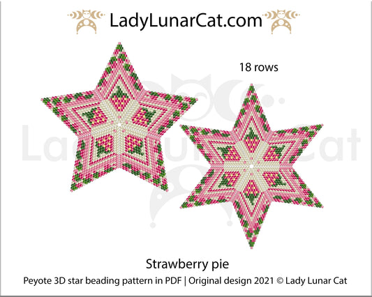 FREE Peyote star pattern for beading Strawberry pie by Lady Lunar Cat LadyLunarCat