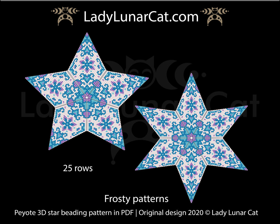 FREE Peyote star pattern for beading Frosty patterns by Lady Lunar Cat - LadyLunarCat