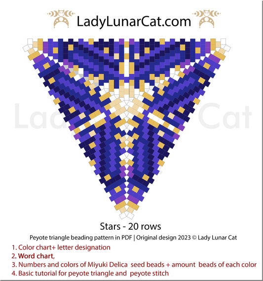 FREE Peyote triangle pattern for beading Stars by Lady Lunar Cat