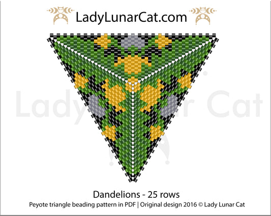 FREE Peyote triangle pattern for beading Dandelions by Lady Lunar Cat LadyLunarCat