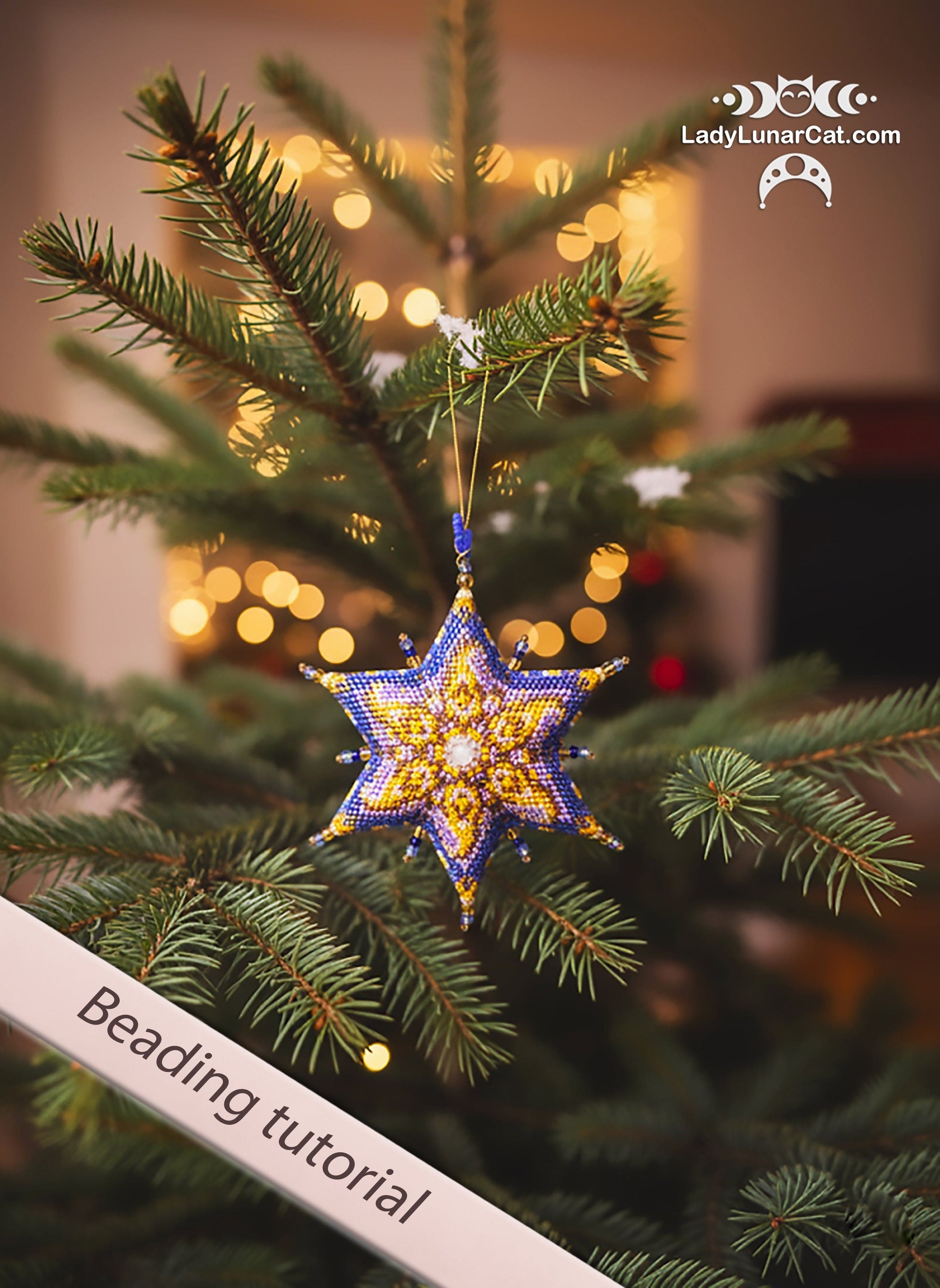 Peyote star pattern for beading - Star 22PS009 15 rows LadyLunarCat