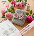 Roses 3D peyote earrings pattern - beaded rose earring beginner tutorial PDF LadyLunarCat