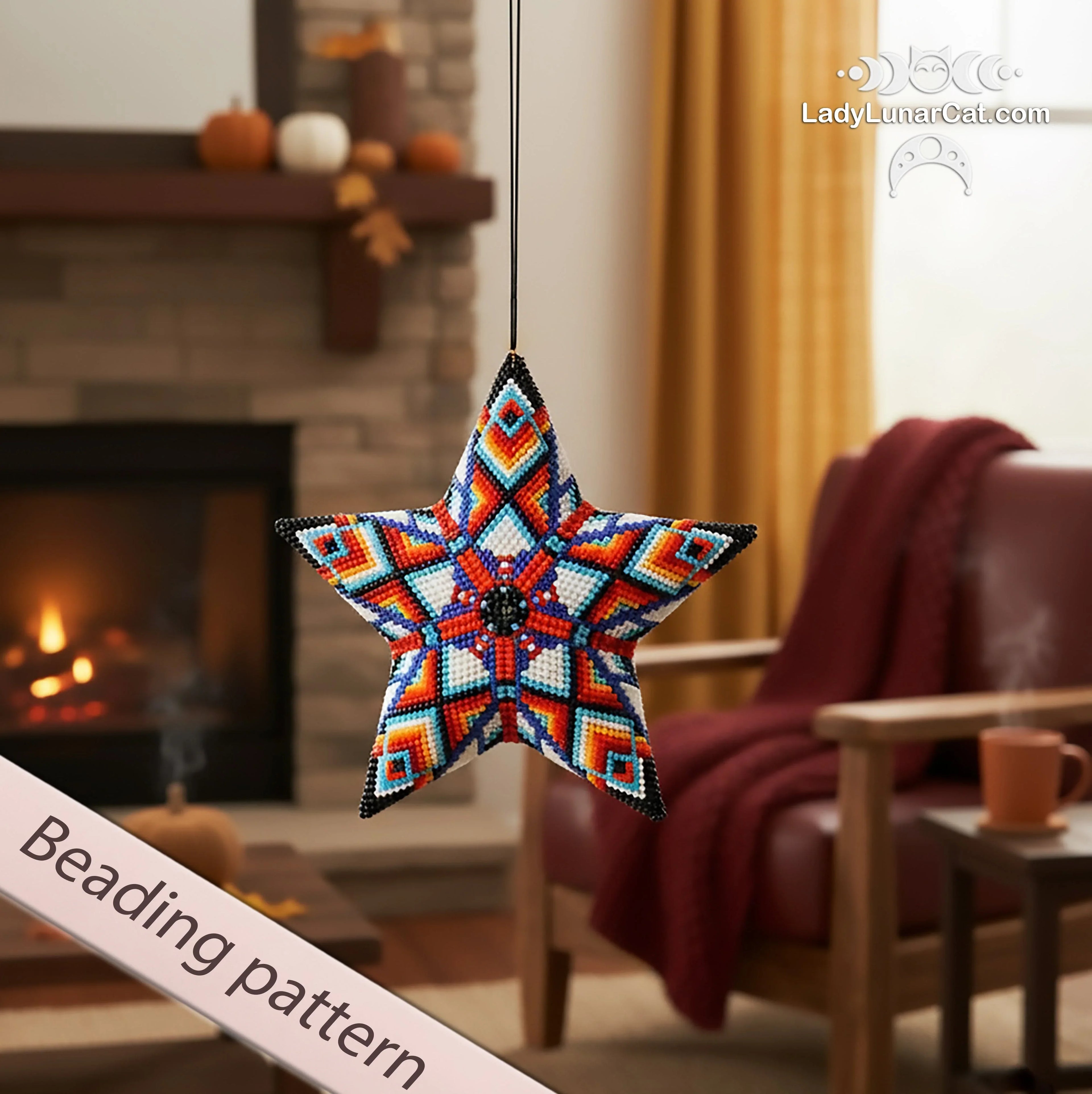 3D peyote star feathers arrows — 5-ray & 6-ray versions, intermediate advanced, instant download