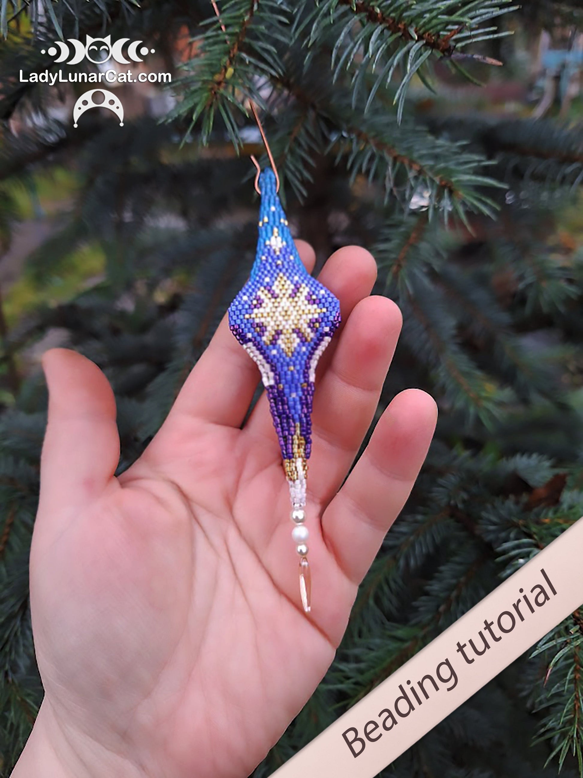 Autumn Peyote 3 drop pod Step-by-Step Beading Tutorial - DIY crystalpod pattern for beading (Copy) LadyLunarCat