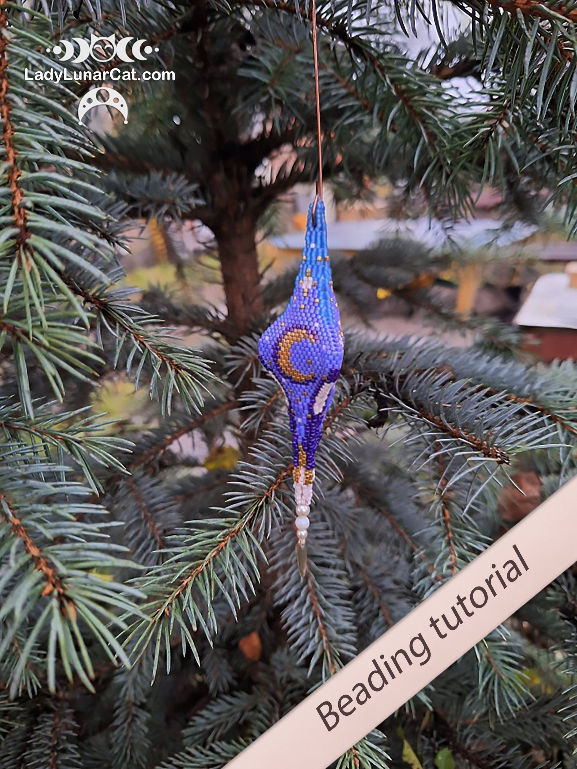 Autumn Peyote 3 drop pod Step-by-Step Beading Tutorial - DIY crystalpod pattern for beading (Copy) LadyLunarCat