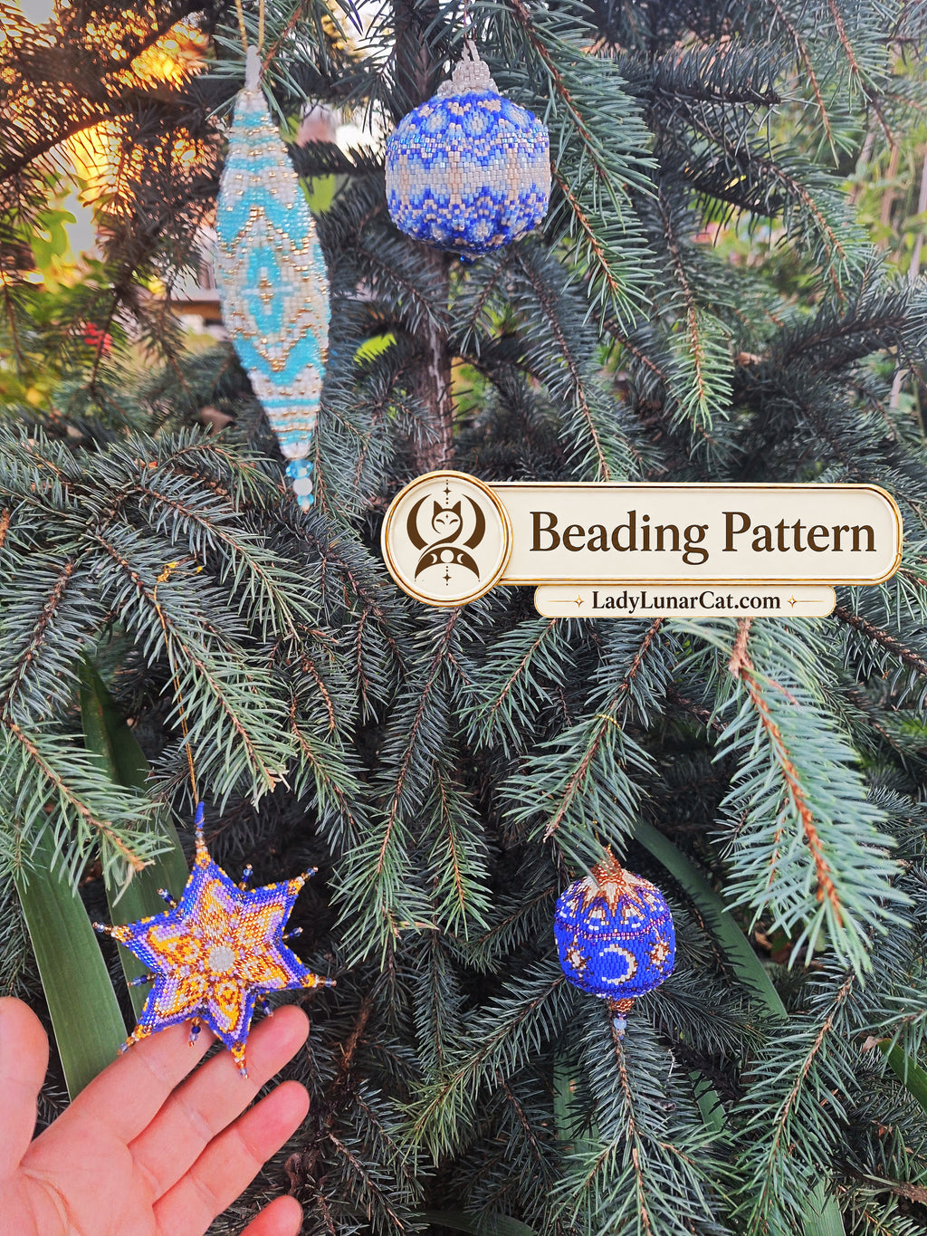 Cute Christmas bundle  — 4 Peyote Ornament Patterns + Bonus Tutorial