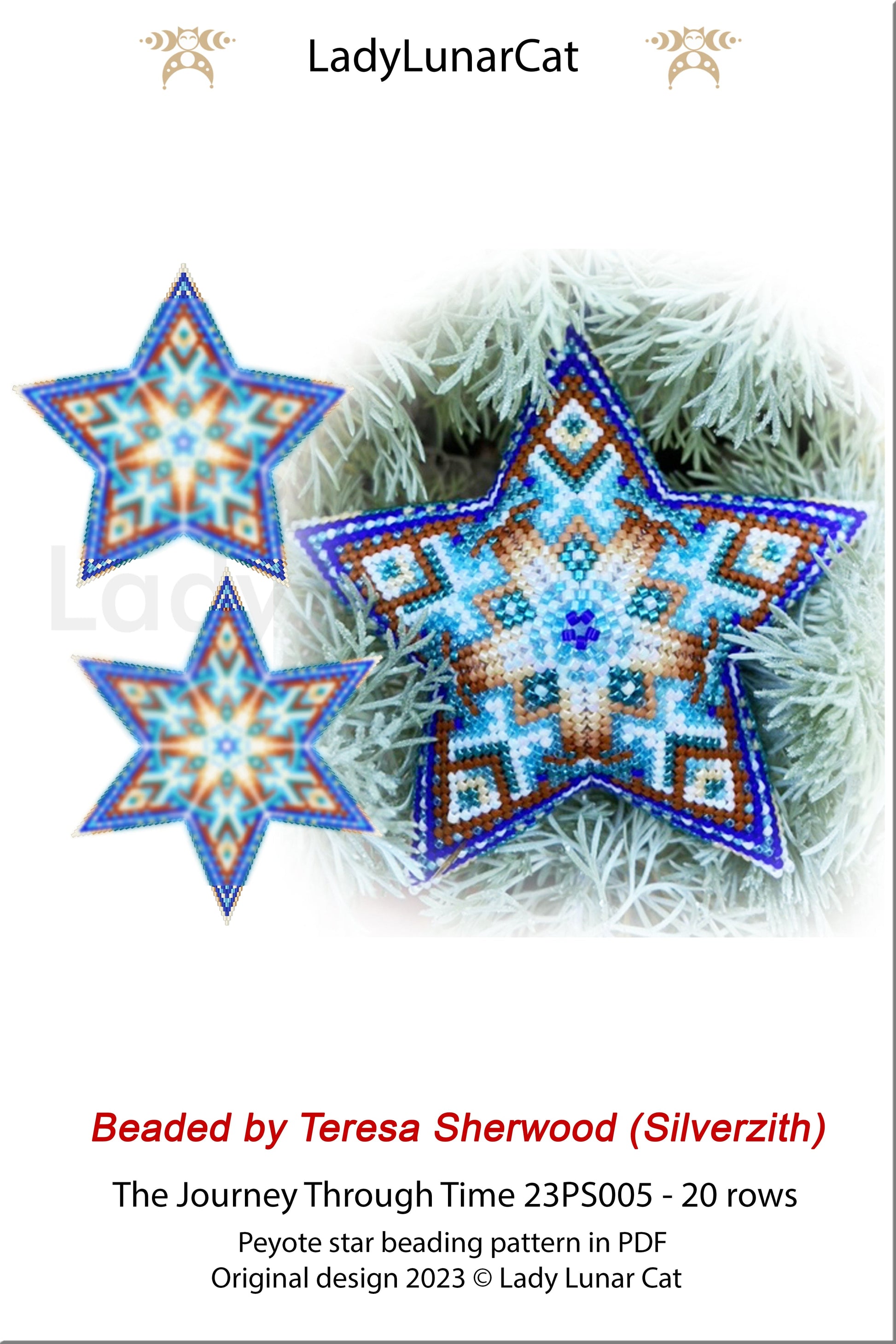 Peyote star pattern for beading, Ocean beading tutorial LadyLunarCat