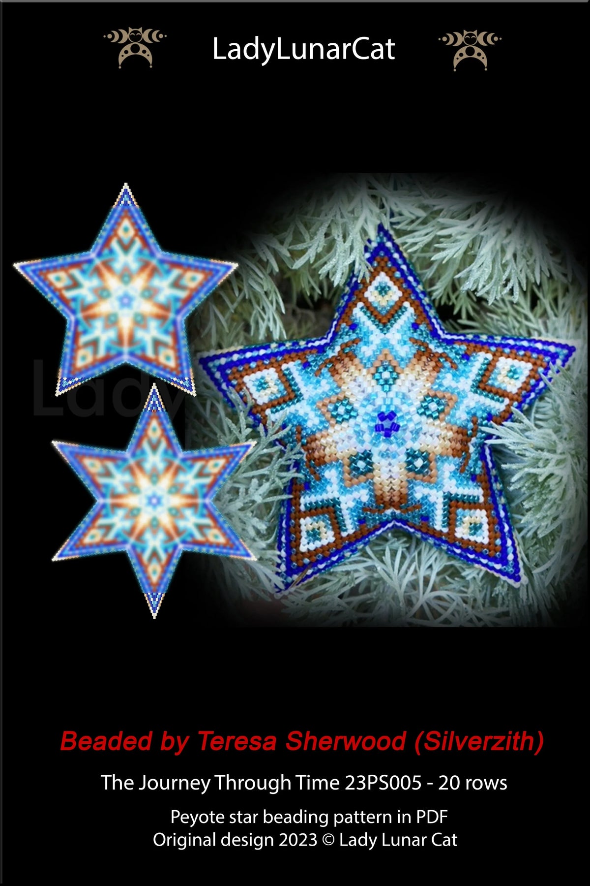 Journey Through Time peyote star art 3 - Teresa Sherwood Silverzith beaded LadyLunarCat