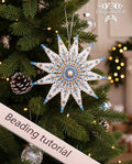 Season of Softness beaded star pattern - peyote 3 drop winter snowflake beginner PDF LadyLunarCat