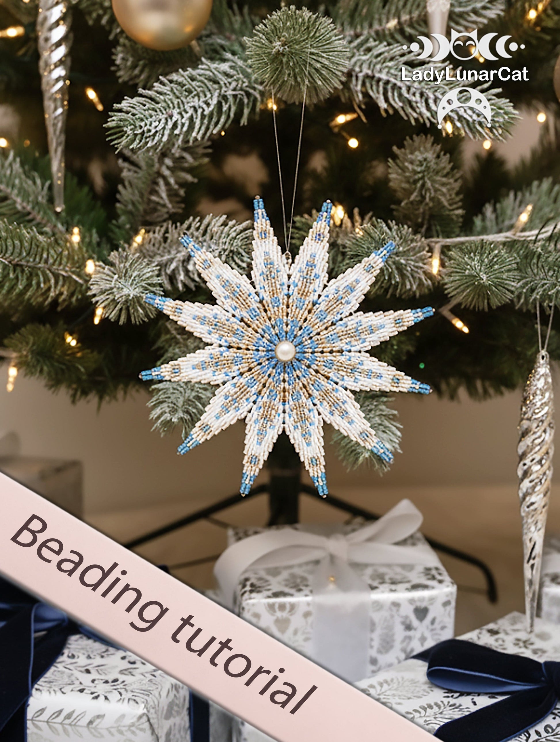 Basic peyote 3 drop star pattern for beading - Beginner-Friendly tutorial LadyLunarCat