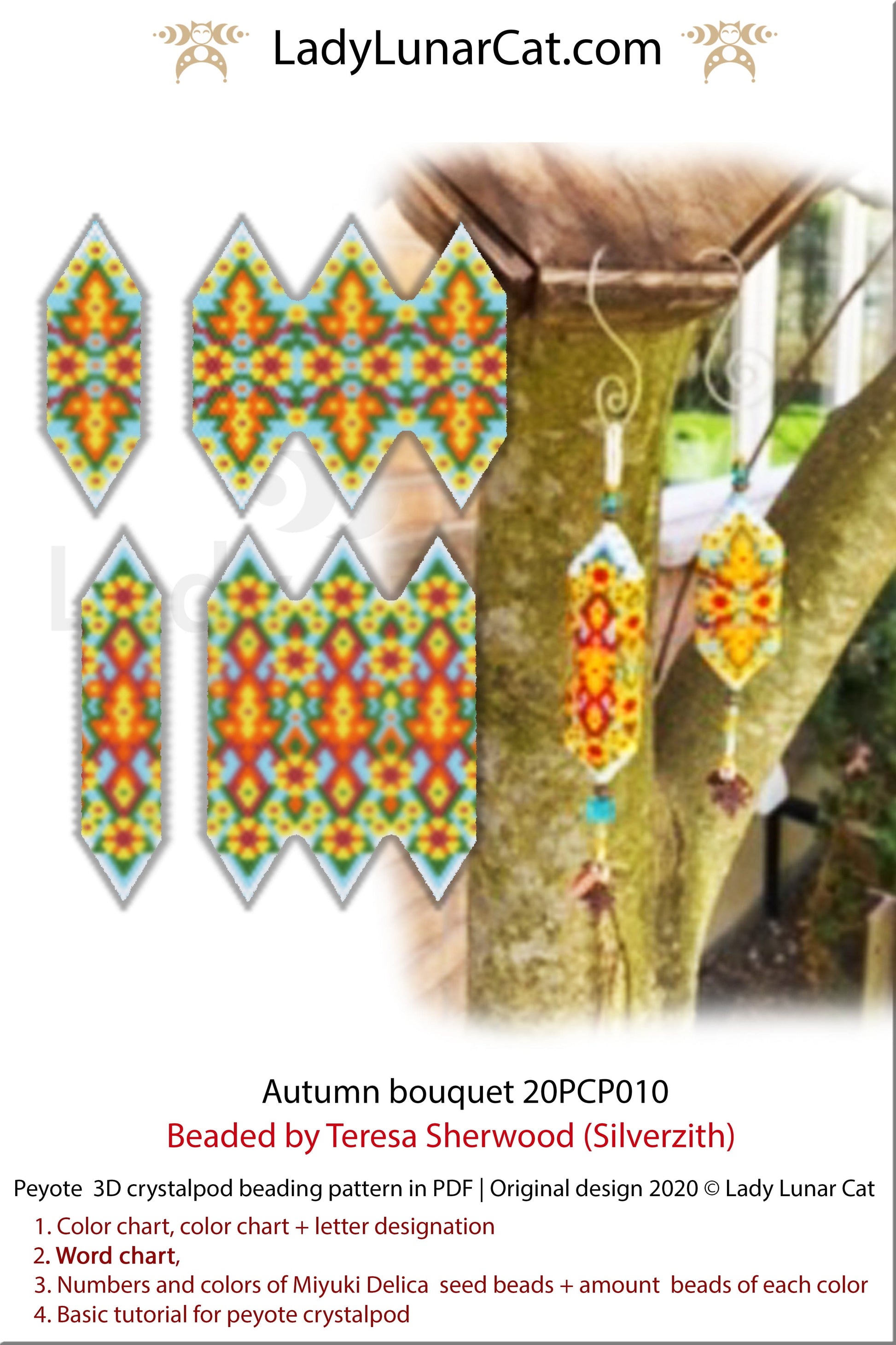 3d peyote pod pattern or crystalpod pattern for beading Autumn bouquet 20PCP0010 LadyLunarCat