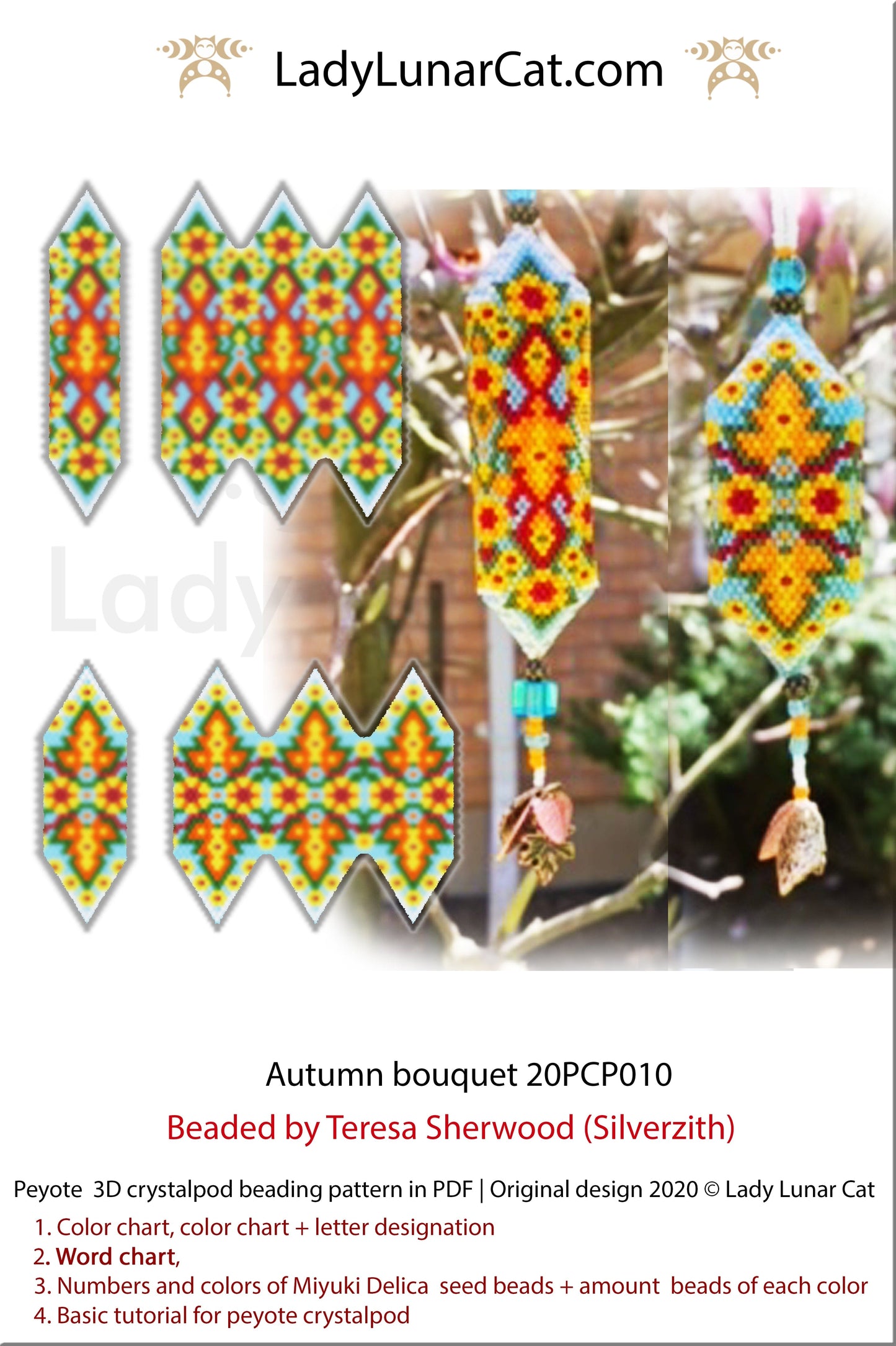 Fall 3d peyote pod pattern for beading Autumn DIY by LadyLunarCat