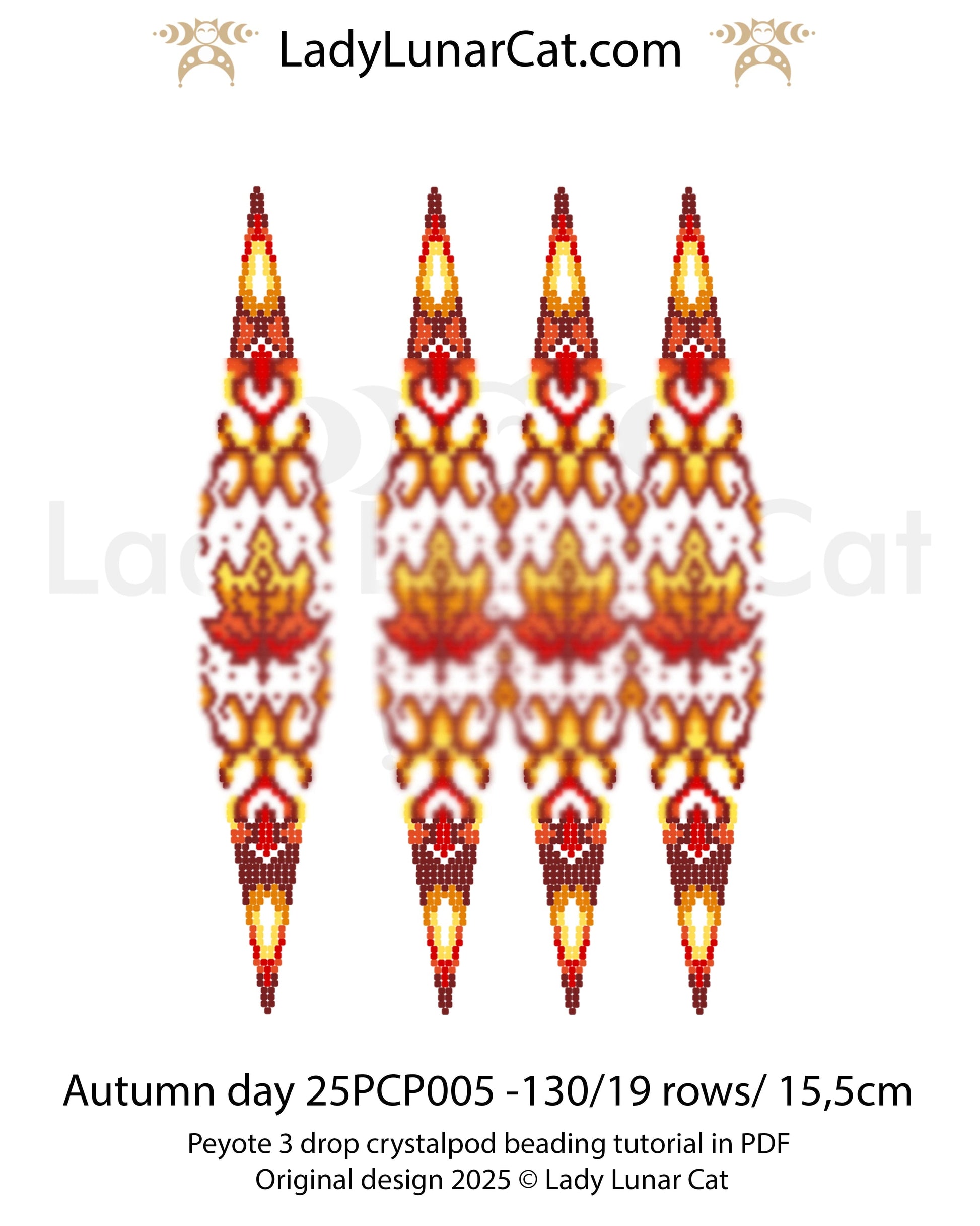 Autumn Peyote 3 drop pod Step-by-Step Beading Tutorial - DIY crystalpod pattern for beading LadyLunarCat