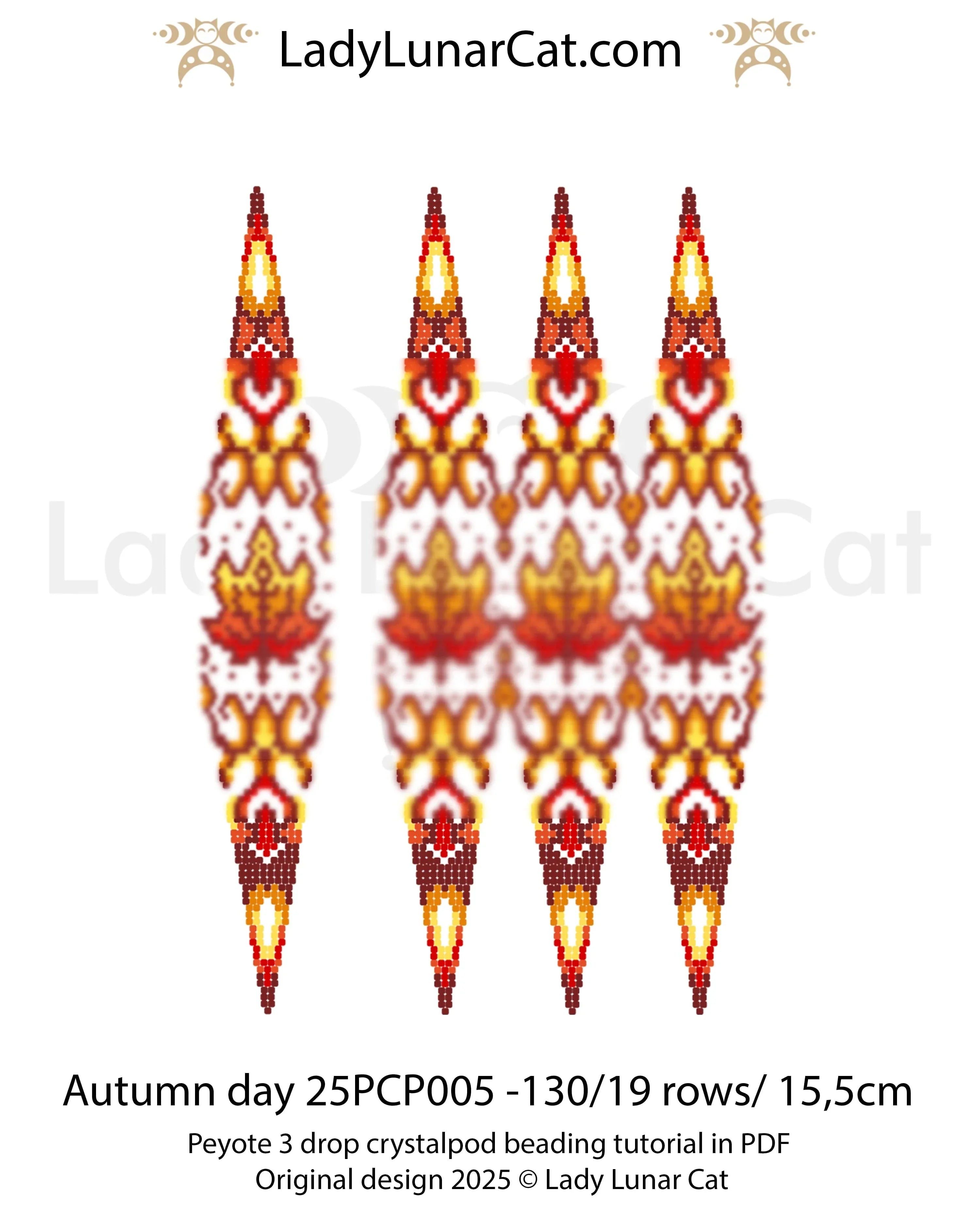 Autumn Day beaded pod detail - crystalpod herringbone stitch fall colors LadyLunarCat
