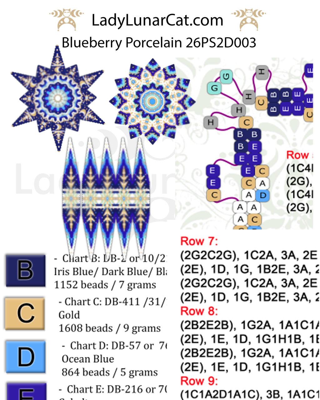 Winter Shore Collection: 3-in-1 Beading Tutorial PDF for Peyote 3D Star & Pod LadyLunarCat
