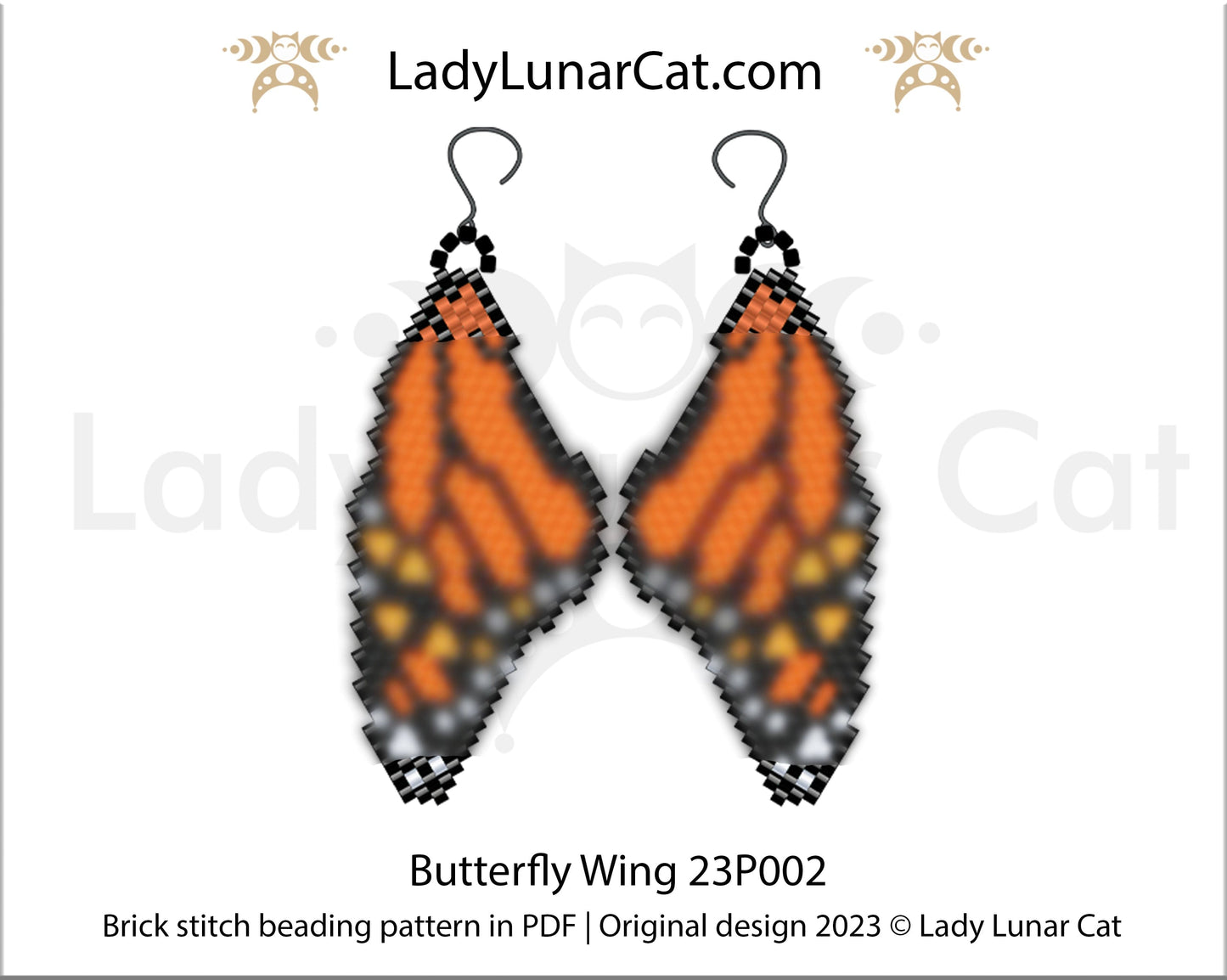 Copy of Brick stitch pattern for beading Butterfly Monarch 21P007 LadyLunarCat