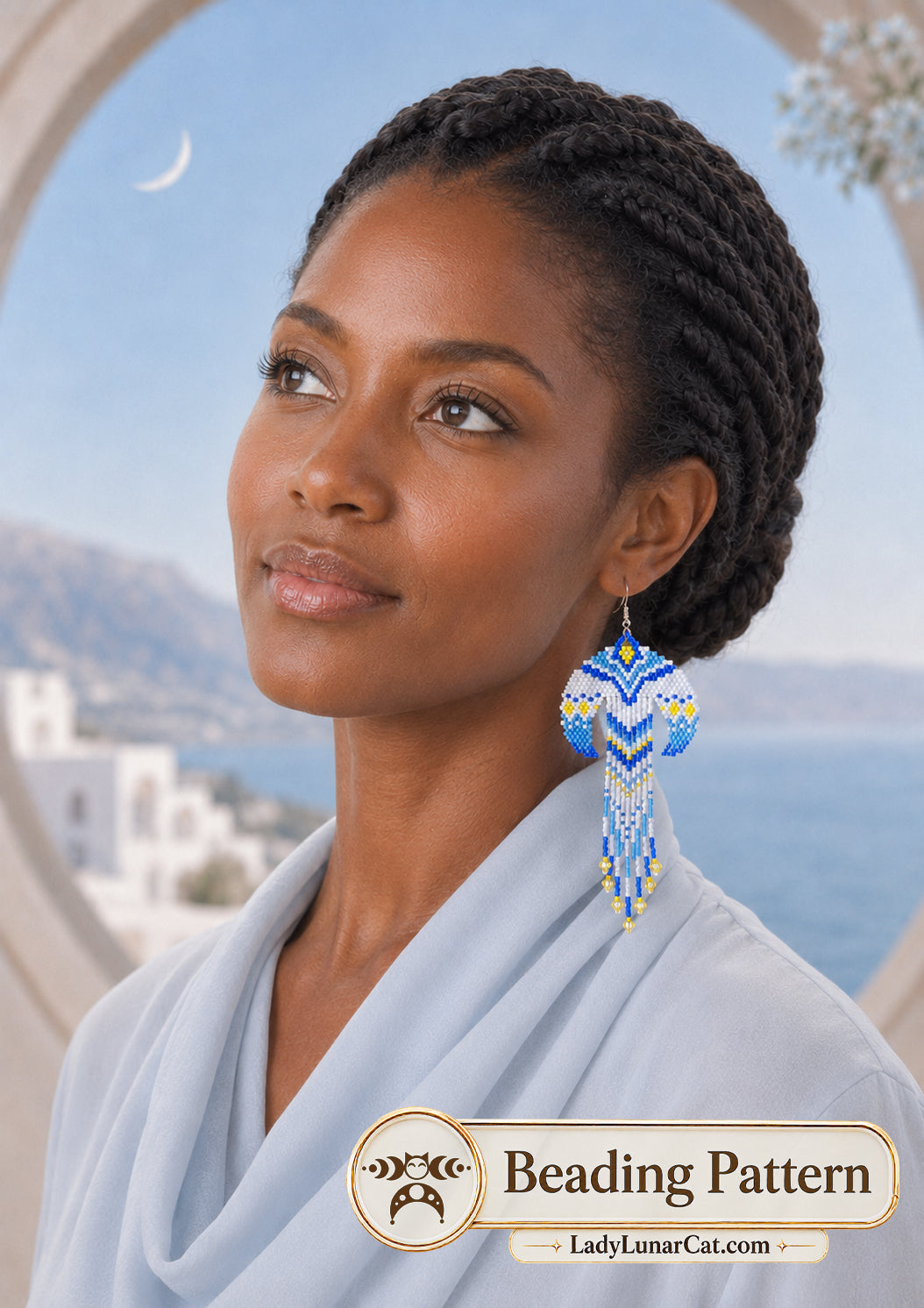 Lunnitsa Crescent Moon Brick Stitch Earring Pattern | 4 Colorways PDF