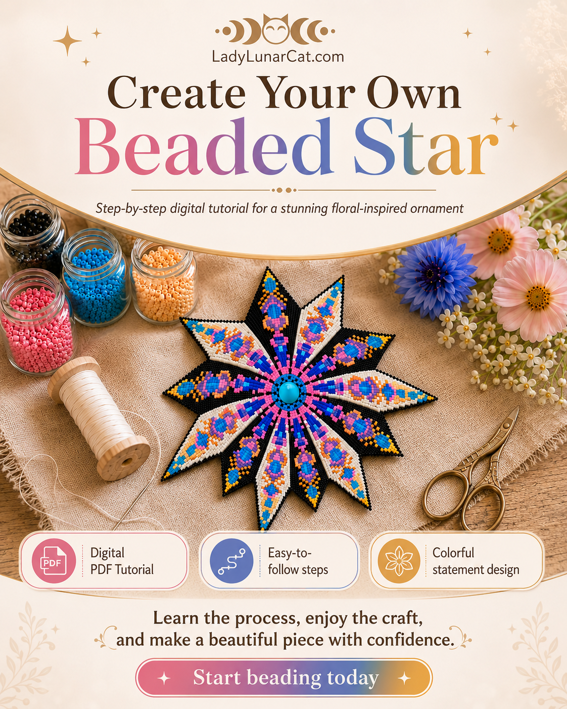 Stella Aeternitatis Peyote 3 Drop Star Pattern | Beginner PDF LadyLunarCat