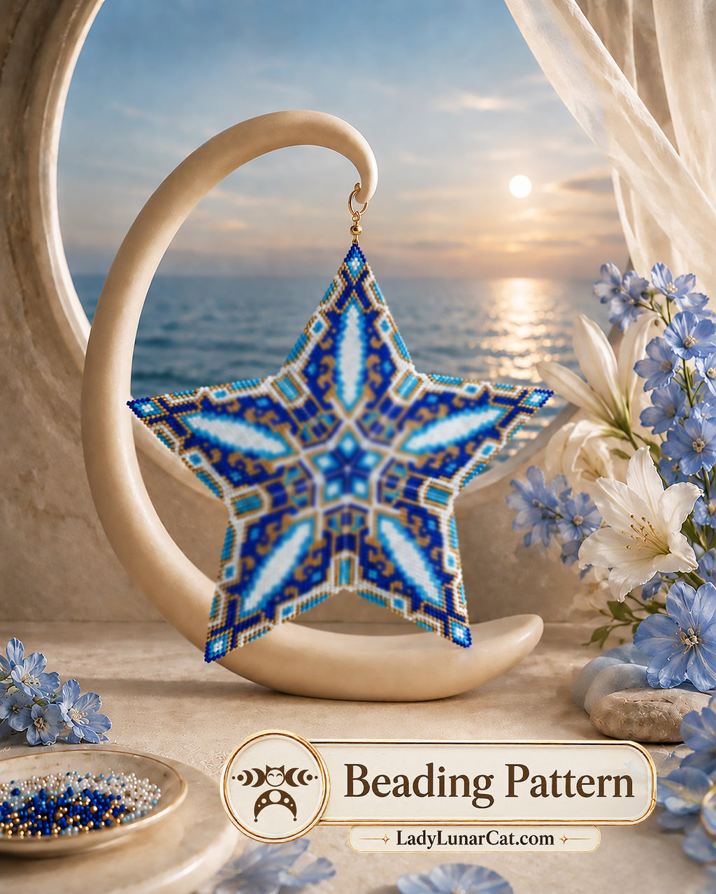 Mystical Geometric Peyote Star Pattern, Beading PDF 20PS021