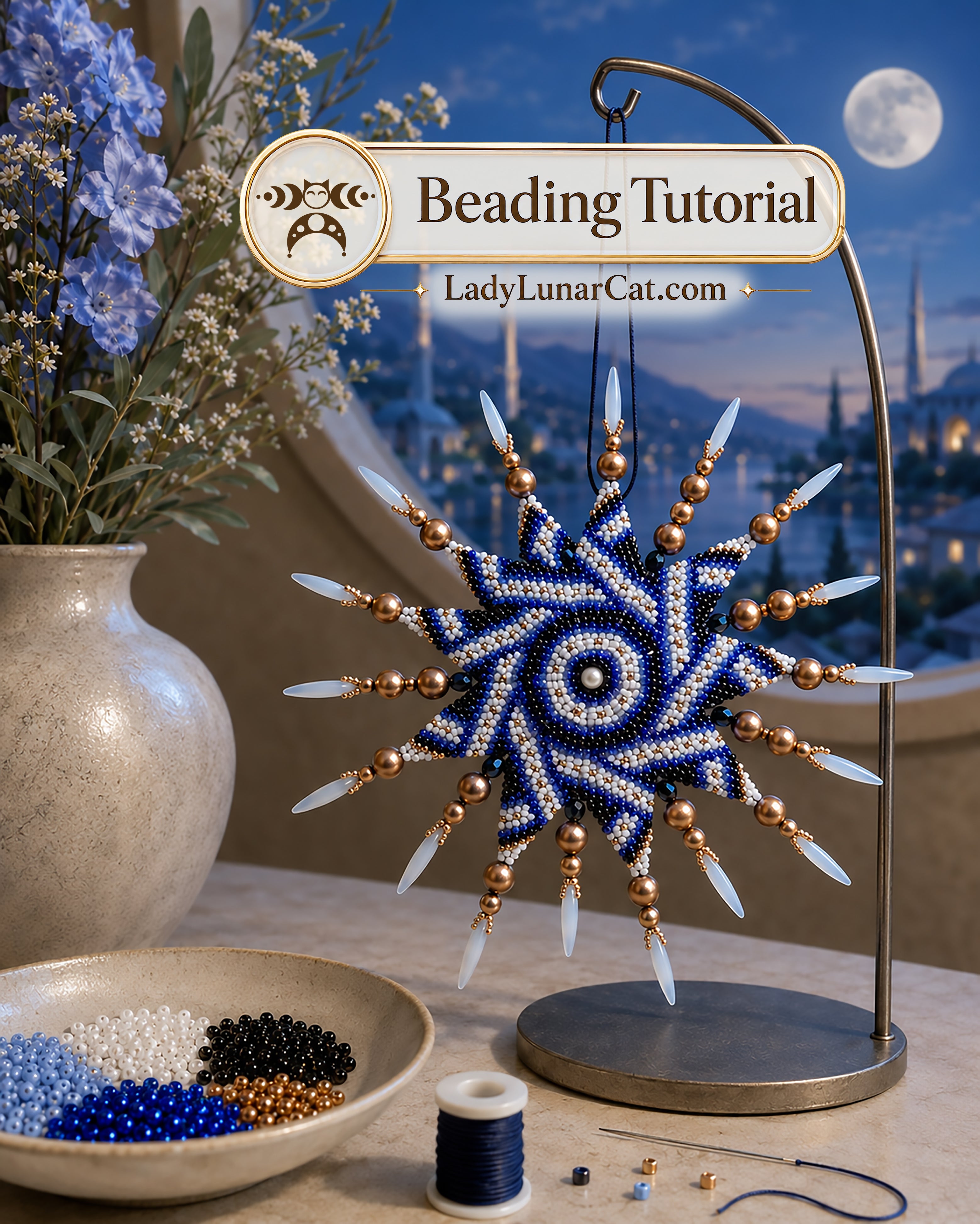 Crazy Ribbon Peyote 2 Drop Star Pattern | 2 Sizes Optical Illusion Beading PDF LadyLunarCat