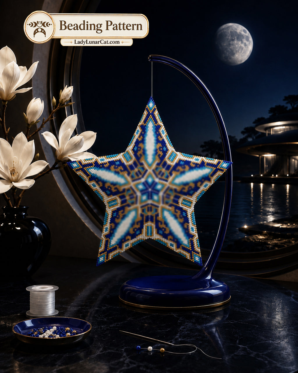 Mystical Geometric Peyote Star Pattern, Beading PDF 20PS021